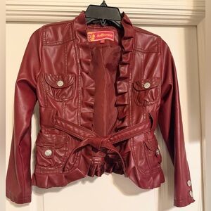 Dollhouse Girls Deep Red Leather Jacket